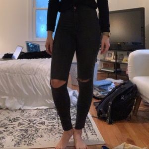 H&M Skinny high waisted knee slit jeans